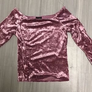 TRENDY OFF THE SHOULDER TOP!! Pink velvet